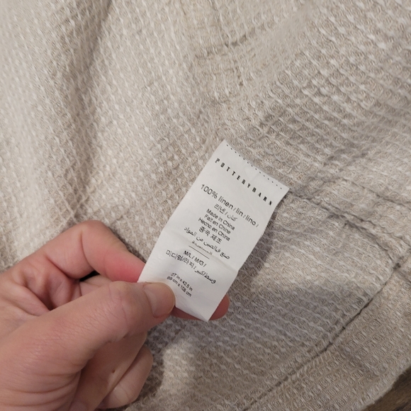 Pottery Barn Women's 100% Linen waffle robe - BEIGE / TAN - Picture 4 of 5